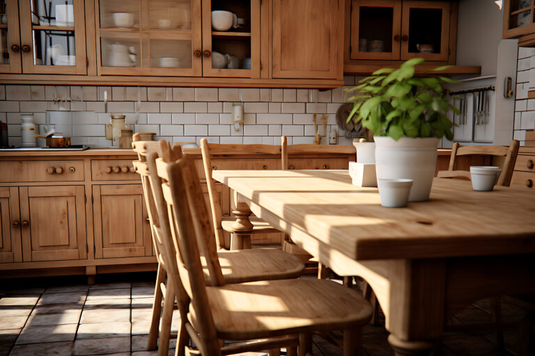 Traditional Kitchen Room Interior Design 3D Rendering